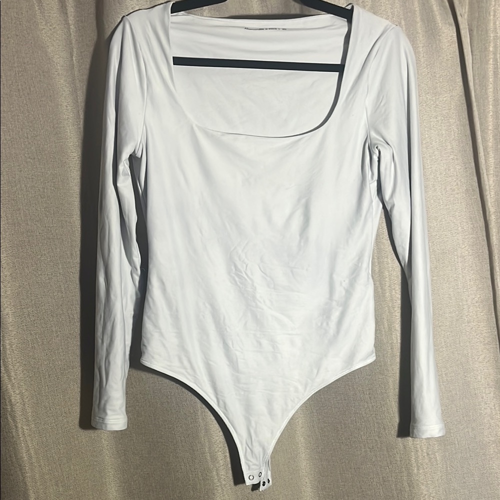 Abercrombie White Long Sleeve Bodysuit